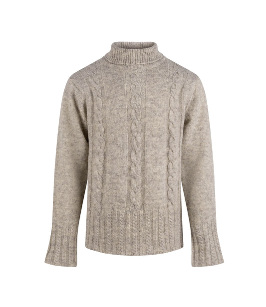 Guil Eco Undyed Cable Knit Sweater – Cream/Grey