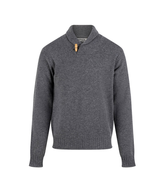 Inn Lambswool Shawl Collar Sweater – Charcoal