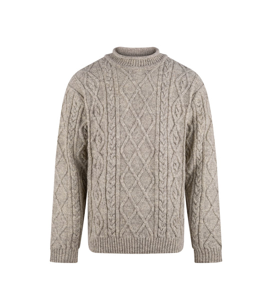 Spean Cable Knit Sweater – Cream/Grey