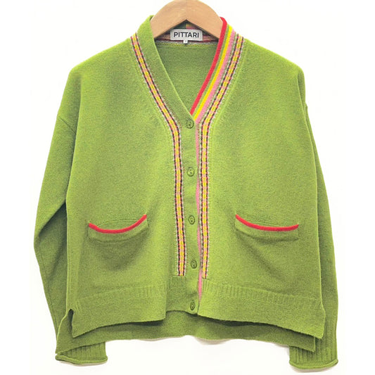 Eileen Lambswool Cardigan – Moss Green