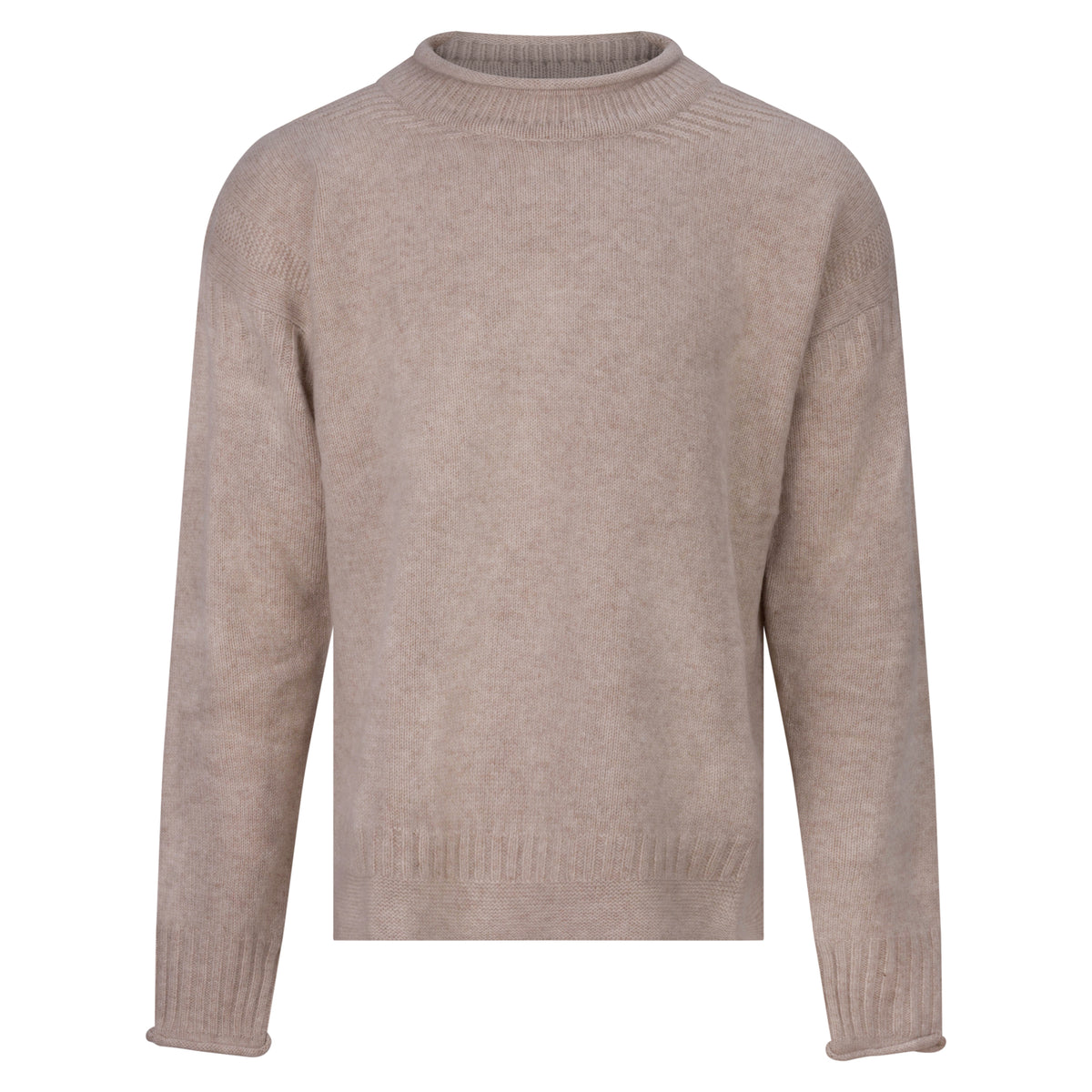 Beige wool jumper on a white background