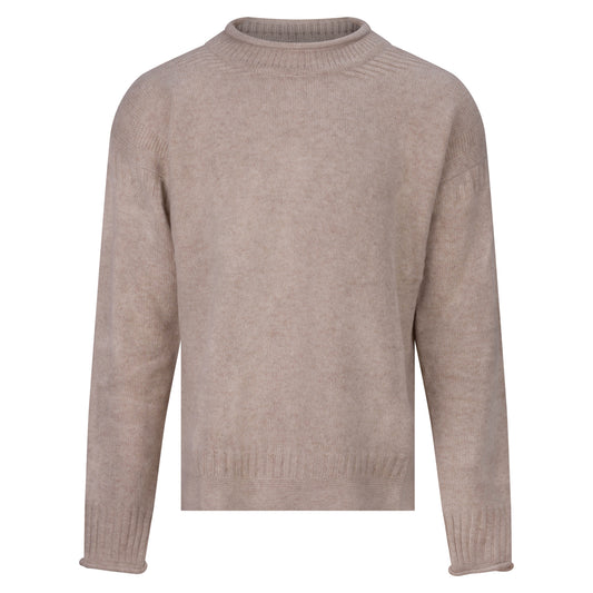 Beige wool jumper on a white background