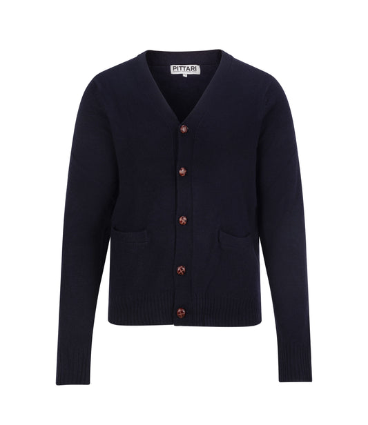 Roy Lambswool Cardigan – Navy