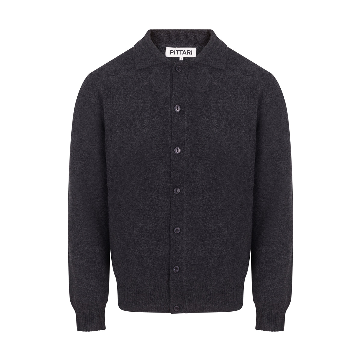 Dene Lambswool Full Button Cardigan - Charcoal