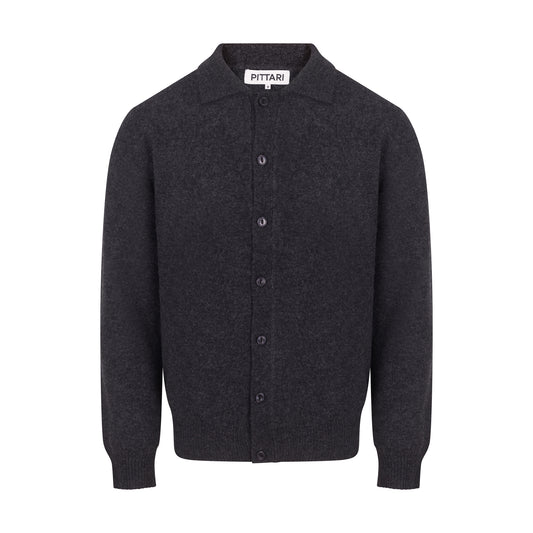 Dene Lambswool Full Button Cardigan - Charcoal