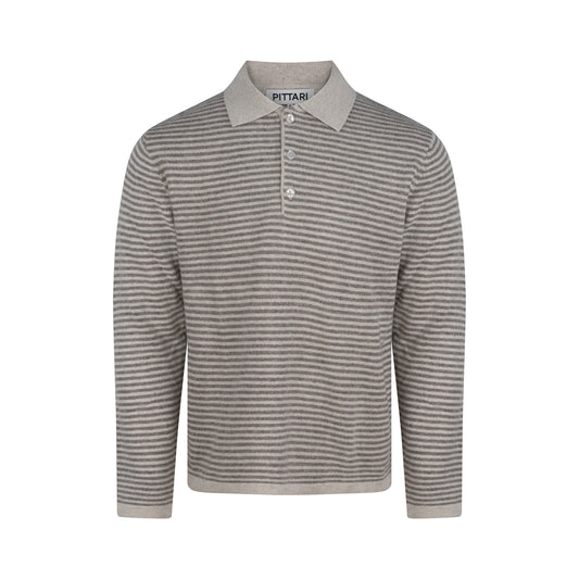 Trent Long Sleeved Lambswool Polo - Clay / Orchard