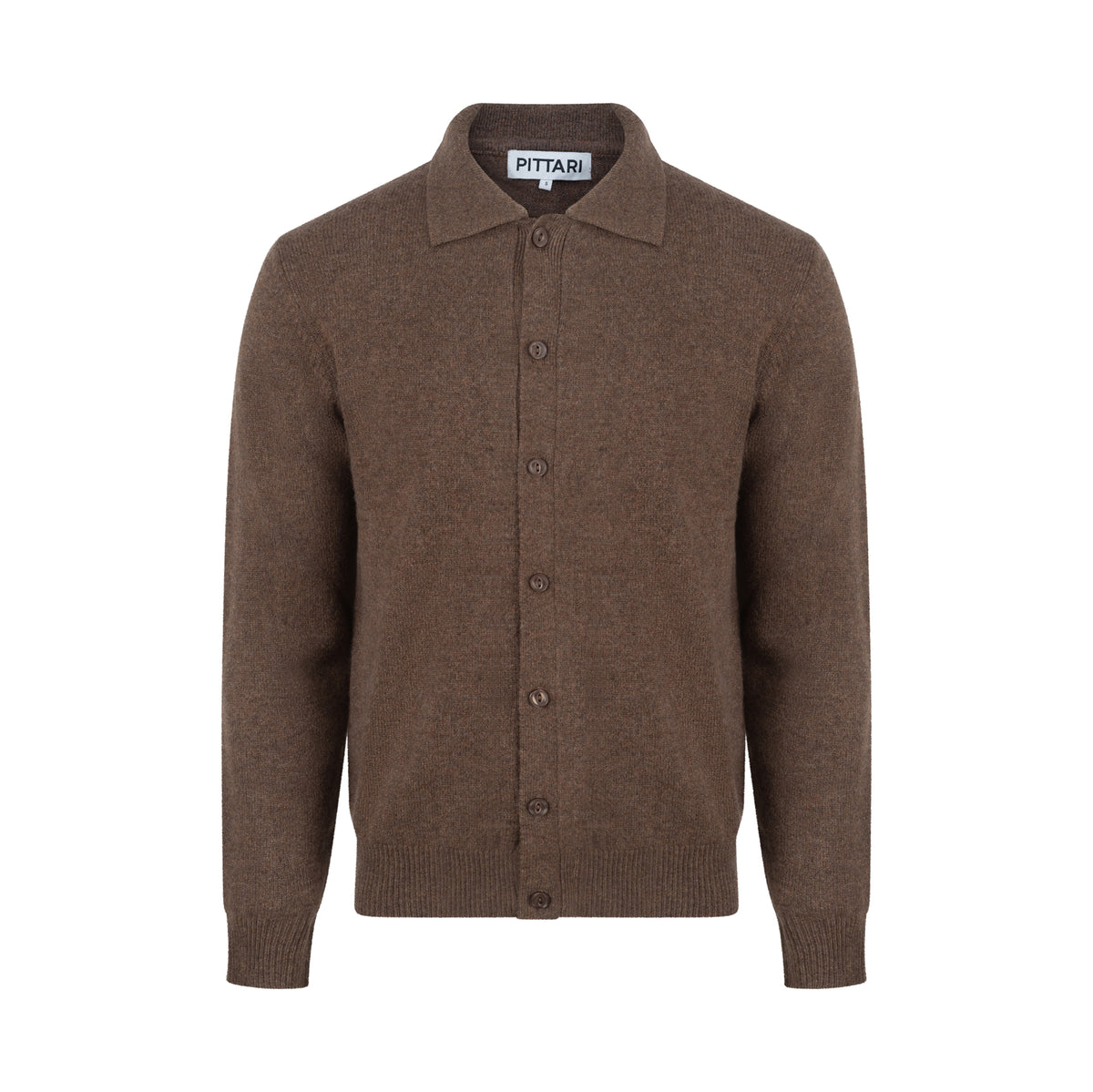 Dene Lambswool Full Button Cardigan - Tobacco