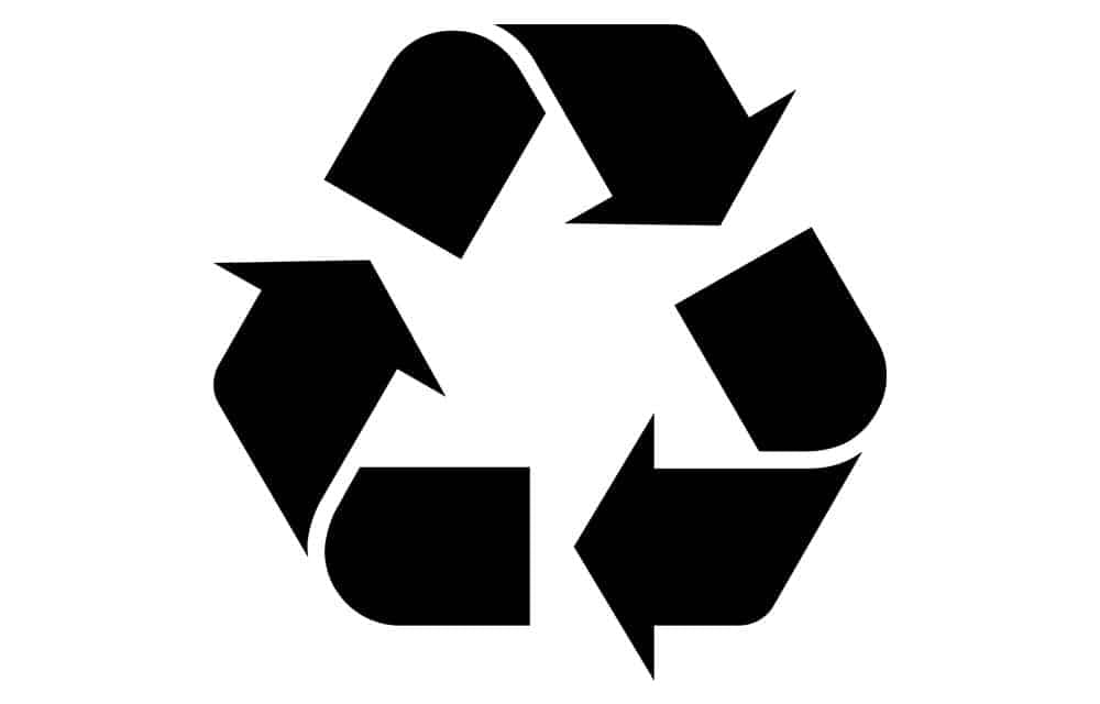 A black recycling symbol icon on a plain white background.
